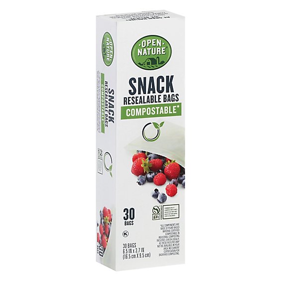 Open Nature Bags Resealable Compostable Quart - 30 Count