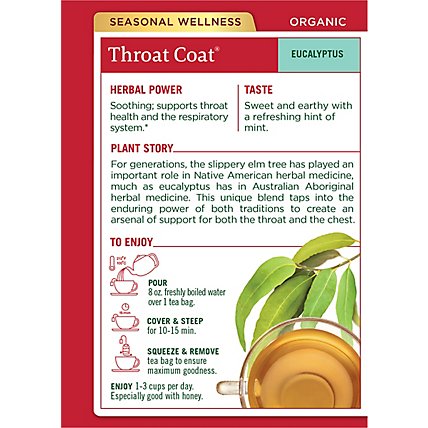 Traditional Medicinals Organic Throat Coat Eucalyptus Herbal Tea Bags - 16 Count - Image 4