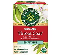 Traditional Medicinals Organic Throat Coat Eucalyptus Herbal Tea Bags - 16 Count