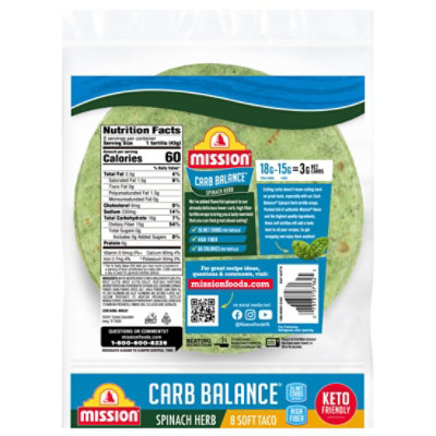 Mission Carb Balance Spinach Herb Tortilla - 8 Count - Image 2