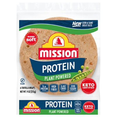 Mission Tortilla Wraps Protein Plant Powered Super Soft 6 Count - 9 OZ - Image 2