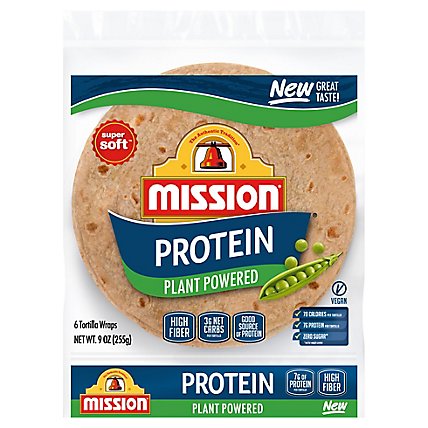 Mission Tortilla Wraps Protein Plant Powered Super Soft 6 Count - 9 OZ - Image 1