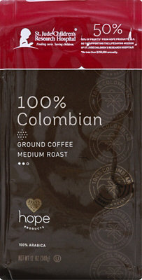 Hope Products Coffee Arabica Ground Medium Roast 100% Colombian - 12 Oz