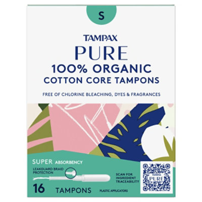 Tampax Pure Tampons Super Absorbency Unscented - 16 Count