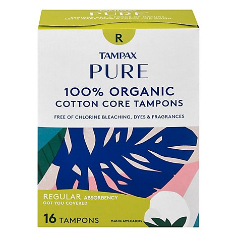 Tampax Pure Tampons Regular Absorbency Unscented - 16 Count