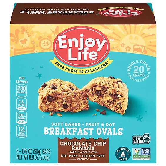 Enjoy Life Breakfast Ovals Soft Baked Fruit & Oat Chocolate Chip Banana - 5-1.76 Oz