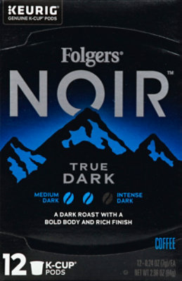 Folgers Noir Coffee K Cup Pods Medium Dark Roast True Dark 12 Count - 2.96 Oz - Image 2