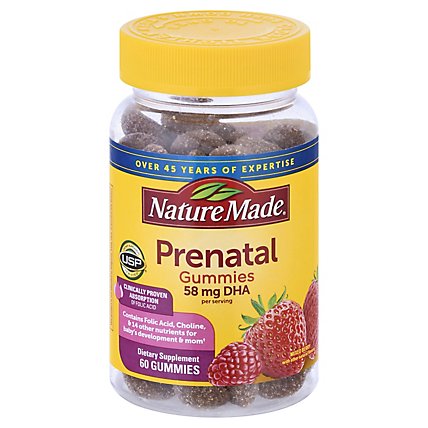 Nature Made Dietary Supplement Prenatal Gummies With DHA 58 Mg Mixed Berry - 60 Count - Image 3
