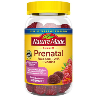 Nature Made Dietary Supplement Prenatal Gummies With DHA 58 Mg Mixed Berry - 60 Count - Image 1