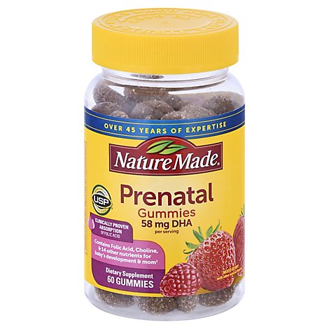 Nature Made Dietary Supplement Prenatal Gummies With DHA 58 Mg Mixed Berry - 60 Count