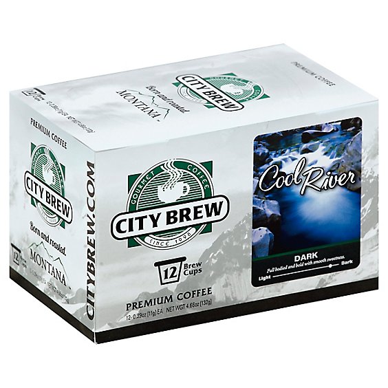 City Brew Coffee Premium Dark Cool River - 12-0.39 Oz