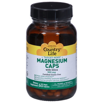 Country Life Target Mins Magnesium With Silica Vegetarian Capsules 300 mg - 60 Count