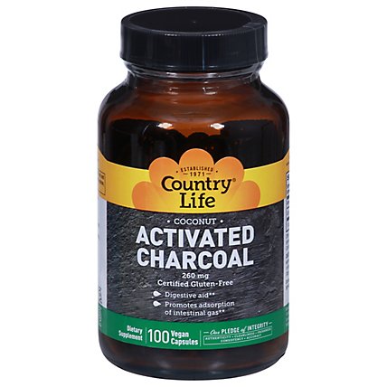Country Life  Charcoal 260mg - 100 Count - Image 2
