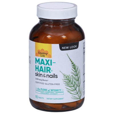 Country Life Maxi Hair Time Release Tablets - 90 Count - Image 1