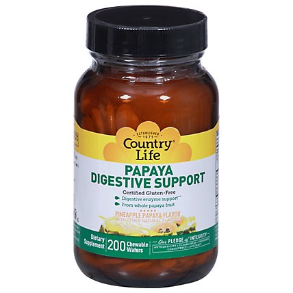 Country Life  Papaya Digestive Support - 200 Count - Image 1