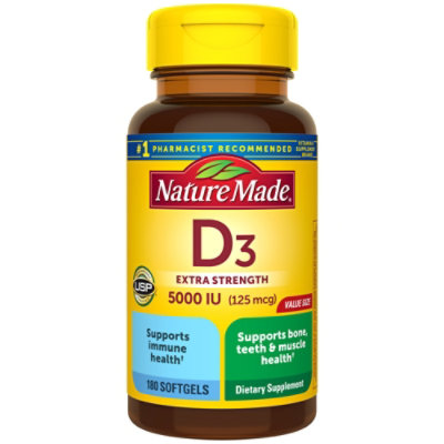 Nature Made Vitamin D3 Softgels Extra Strength 125 mcg - 180 Count - Image 1