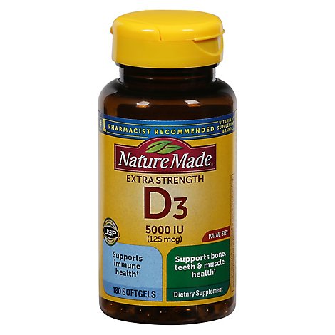 Nature Made Vitamin D3 Softgels Extra Strength 125 mcg - 180 Count