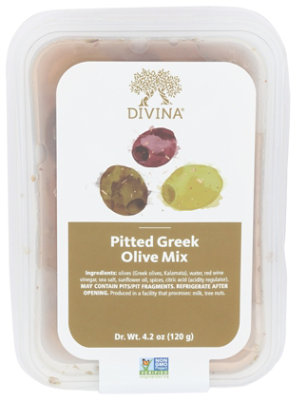 Divina Olive Mix Greek Pitted - 4.2 Oz - Image 1