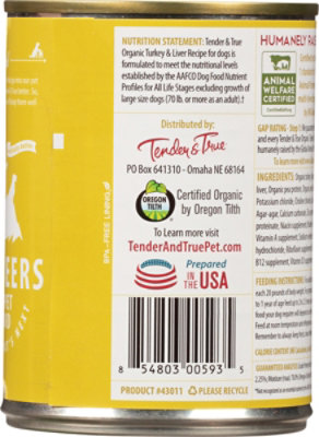 Tender True Wet Dog Food Organic Turkey & Liver Recipe - 12.5 Oz - Image 5