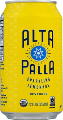 Alta Palla Certified Organic Sparkling Fruit Juice Beverage Lemonade In Can - 12 Fl. Oz. - Image 2