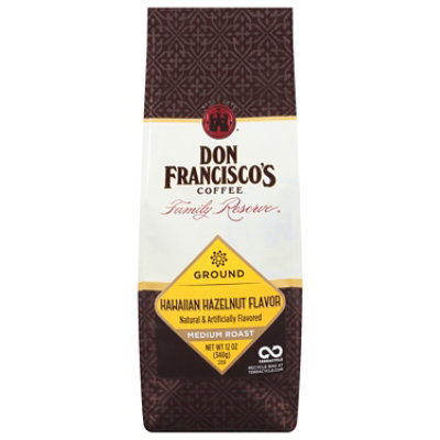 Don Franciscos Coffee Family Reserve Coffee Ground Medium Roast Hawaiian Hazelnut - 12 Oz