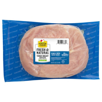 Foster Farms Turkey Breast Cutlets Boneless Skinless - 1.25 Lb