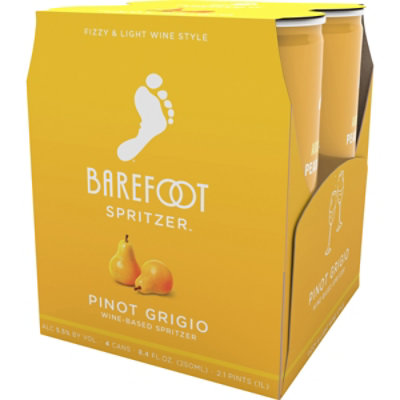 Barefoot Spritzer Pinot Grigio White Wine Single Serve Cans - 4-250 Ml