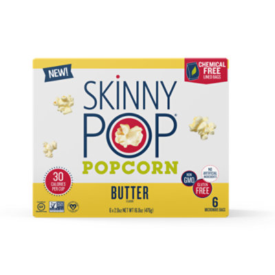 SkinnyPop Microwave Butter Popcorn Microwavable Bags - 6-2.8 Oz - Image 1