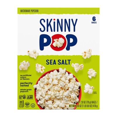 SkinnyPop Microwave Sea Salt Popcorn Microwavable Bags -6-2.8 Oz - Image 3