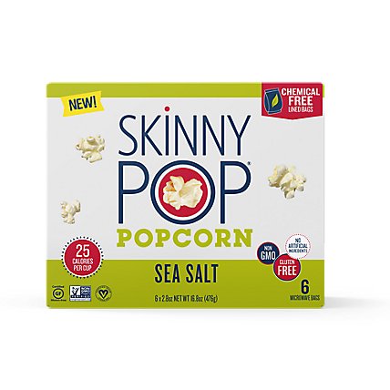 SkinnyPop Sea Salt Microwave Popcorn Box - 6-2.8 Oz - Image 1