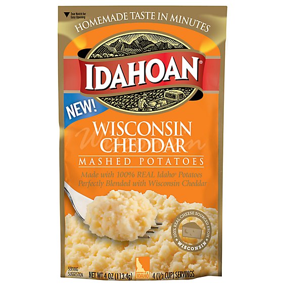 Idahoan Wisconsin Cheddar Mashed Potatoes Pouch - 4 Oz