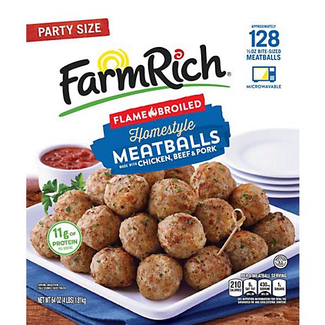 Farm Rich Three Meat Homestyle Meatballs - 64 Oz