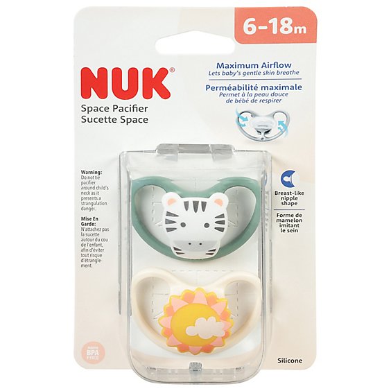 Nuk Pacifier Space Sz2 - 2 Count (Colors May Vary)