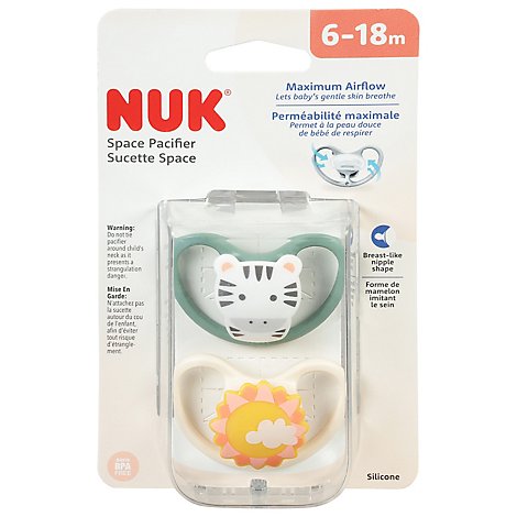 Nuk Pacifier Space Sz2 - 2 Count (Colors May Vary)