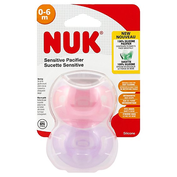 Nuk Pacifier Size 1 Sensitive - 2 Count (Colors May Vary)
