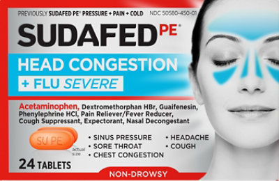 Sudafed PE Head Congestion Plus Flu Severe Tablets - 24 Count - Image 2