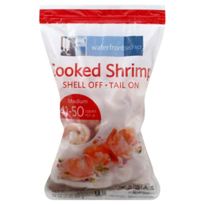 waterfront BISTRO Shrimp Cooked 41-50 Count Tail On Frozen - 2 Lb - Image 1