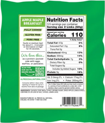 Al Fresco Breakfast Sausage Chicken Apple Maple - 7.5 Oz - Image 6