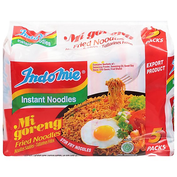 Indomie Mi Goreng Instant Noodle Regular 5 Pack - 15 Oz