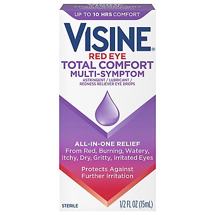 VISINE Eye Drops Red Eye Total Comfort Multi Symptom - 0.5 Fl. Oz. - Image 3