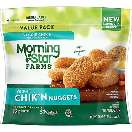 MorningStar Farms Meatless Chicken Nuggets Plant Based Protein Vegan Meat Original - 21 Oz - Image 2