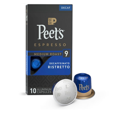 Peet s Coffee Espresso Capsules Decaf Ristretto Intensity 9 Compatible with Nespresso 10 Count albertsons