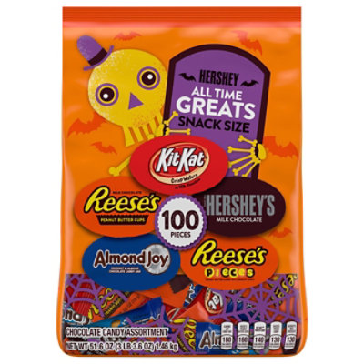 Hersheys Chocolate Candy Pieces Assorted All Time Greats Snack Size 100 Count - 51.6 Oz