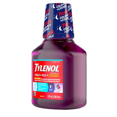 Tylenol Cold Flu & Cough Nighttime Liquid Wildberry - 8 Fl. Oz. - Image 3