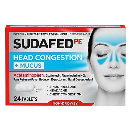 Sudafed Pe Head Congestion Mucus Tblt - 24 Count - Image 3