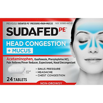 Sudafed Pe Head Congestion Mucus Tblt - 24 Count - Image 2
