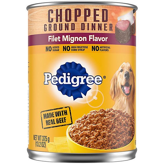 Pedigree Chopped Ground Dinner Filet Mignon Flavor Adult Canned Soft Wet Dog Food - 13.2 Oz
