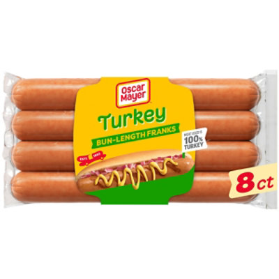 Oscar Mayer Bun-Length Turkey Franks Hot Dogs 8 Count - 16 Oz