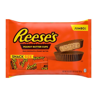 Reeses Milk Chocolate Snack Size Peanut Butter Cups Halloween Candy Jumbo Bag - 19.5 Oz - Image 1