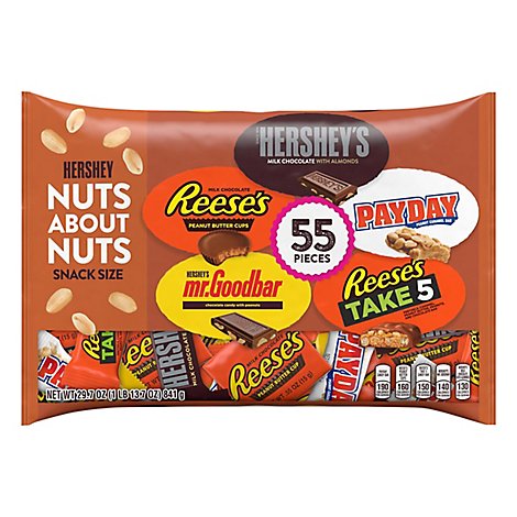 Hersheys Candy Assortment Nut Lovers Snack Size 55 Count - 29.7 Oz